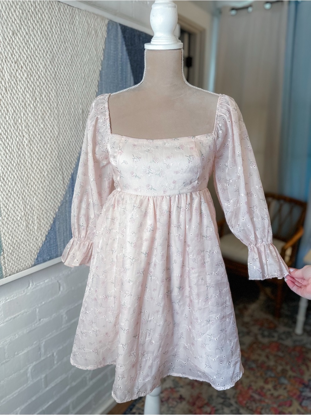 Thirty Thirty Pale Pink Eyelet Floral Ruffle Dress